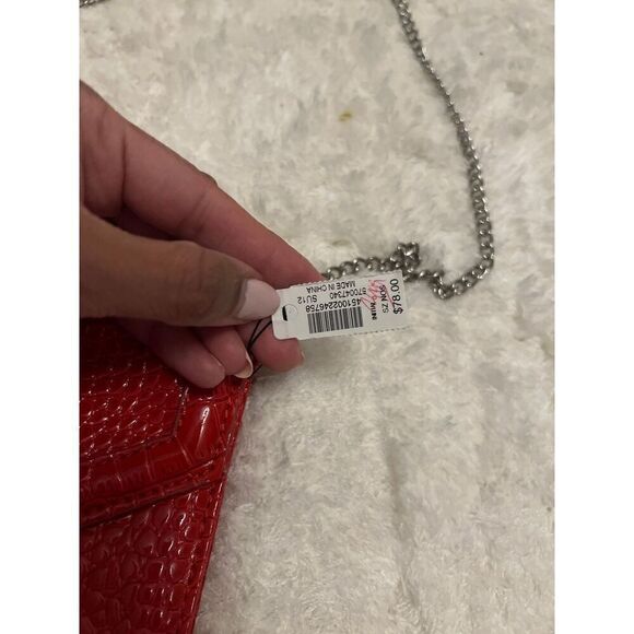 NWT WHBM Red Croc Large Envelope Bag Crossbody - Picture 4 of 4